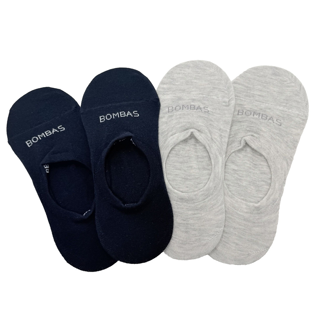 Bombas 4-Pack No Show Socks Women Medium (2) Navy Blue + (2) Light Gray NEW